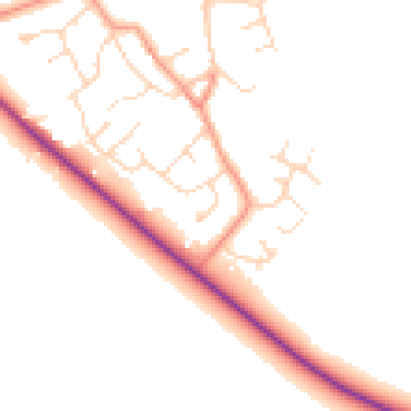 Daytime road noise heatmap for DN41 8EY