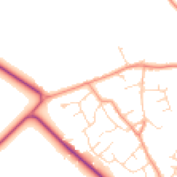 Daytime road noise heatmap for DN41 8HW