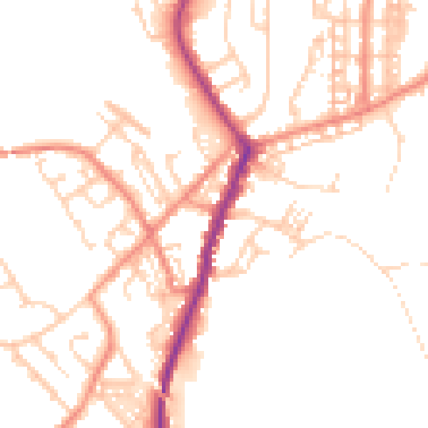 Daytime road noise heatmap for DN5 0AT