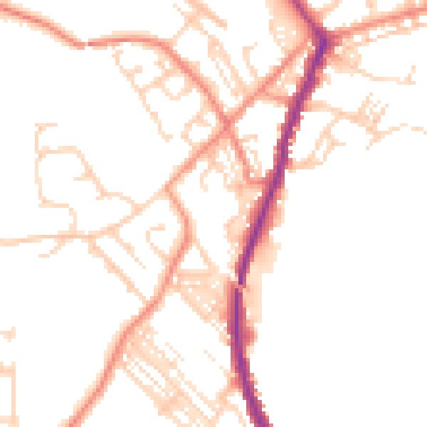 Daytime road noise heatmap for DN5 0BA