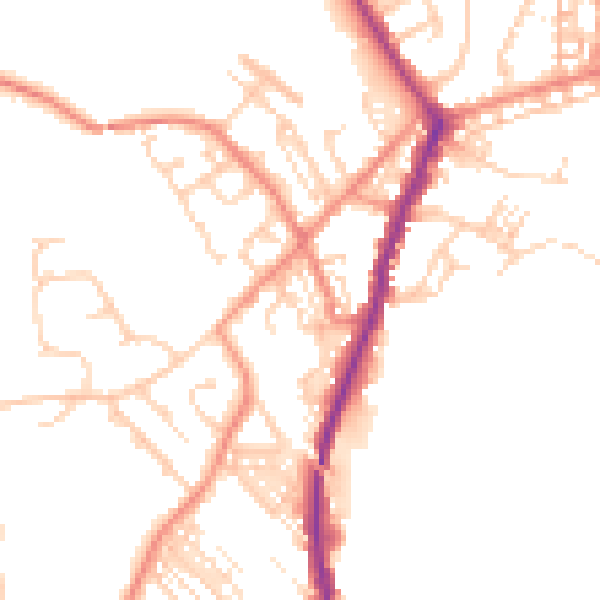 Daytime road noise heatmap for DN5 0BB