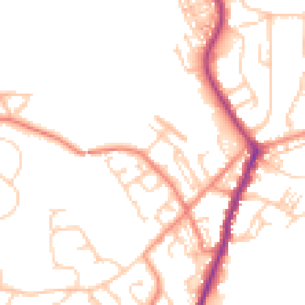 Daytime road noise heatmap for DN5 0BU