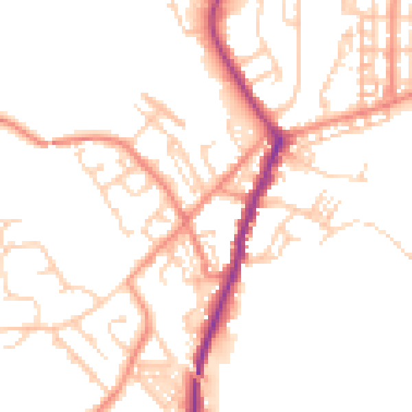 Daytime road noise heatmap for DN5 0DA