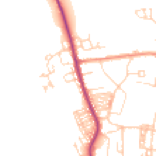 Daytime road noise heatmap for DN5 0JW