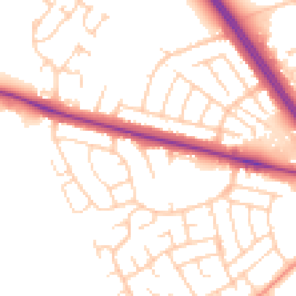 Daytime road noise heatmap for DN5 8QQ