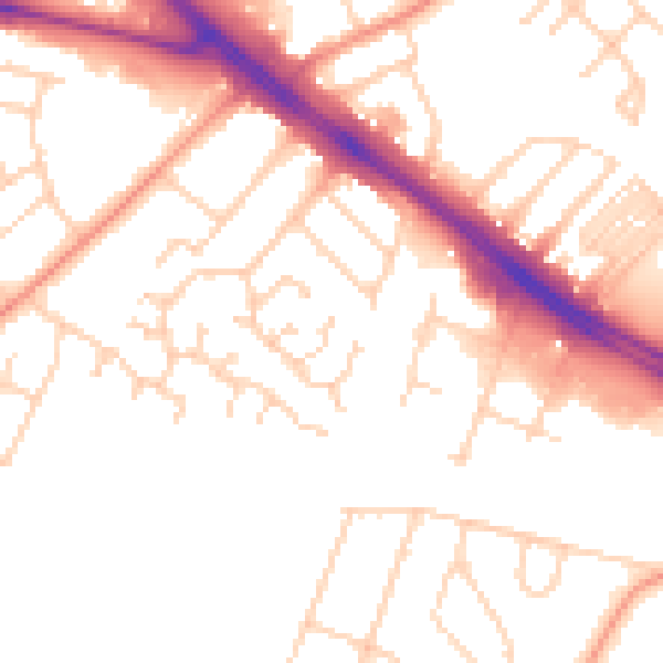 Daytime road noise heatmap for DN5 8UW