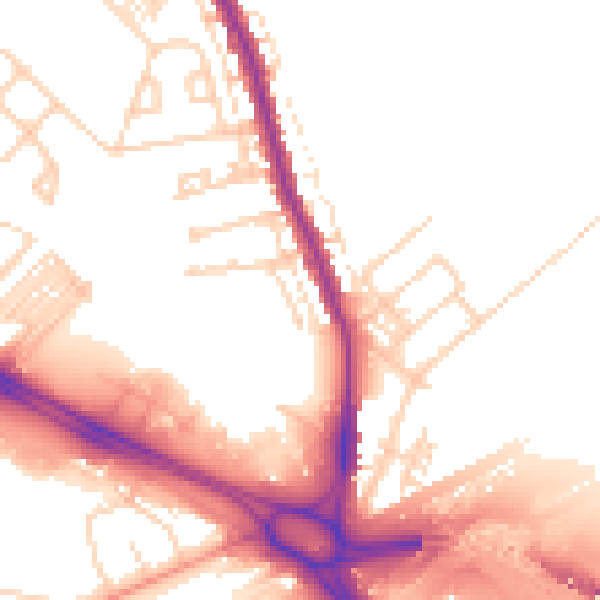 Daytime road noise heatmap for DN5 9TW