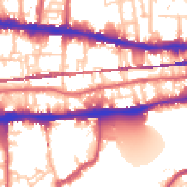 Daytime road noise heatmap for E1 0AF