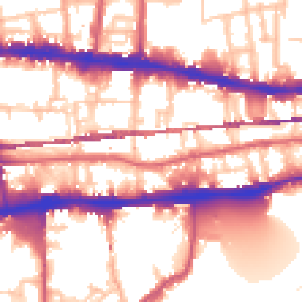 Daytime road noise heatmap for E1 0AJ