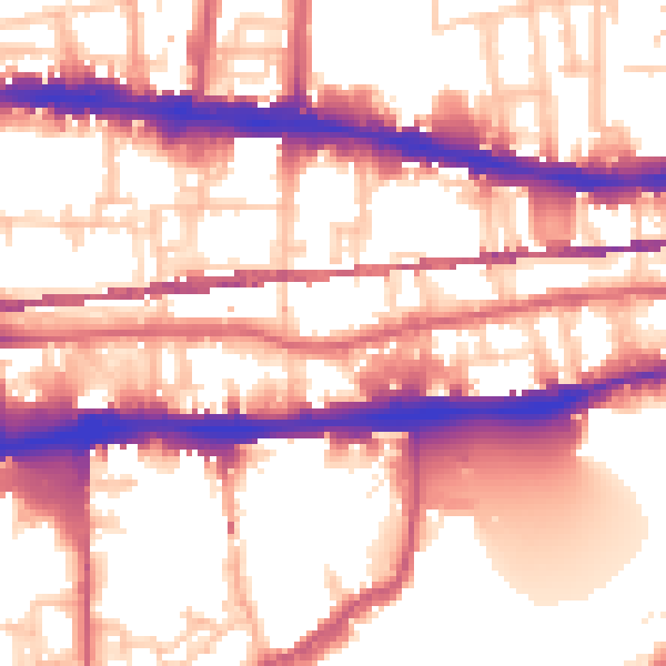Daytime road noise heatmap for E1 0AL