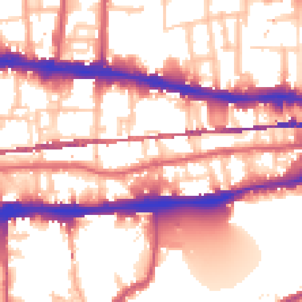 Daytime road noise heatmap for E1 0AQ
