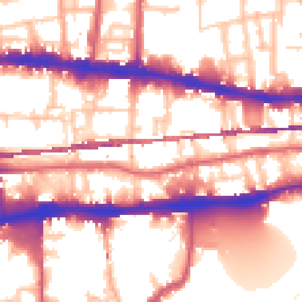 Daytime road noise heatmap for E1 0AS