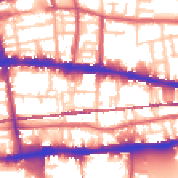 Daytime road noise heatmap for E1 0AT