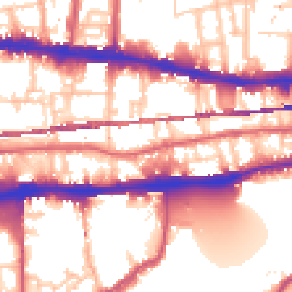 Daytime road noise heatmap for E1 0AW