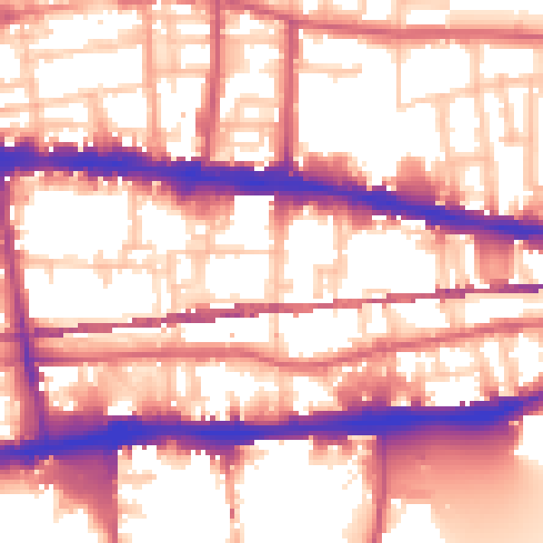 Daytime road noise heatmap for E1 0BA
