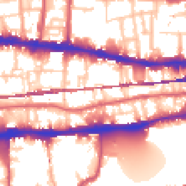 Daytime road noise heatmap for E1 0BE