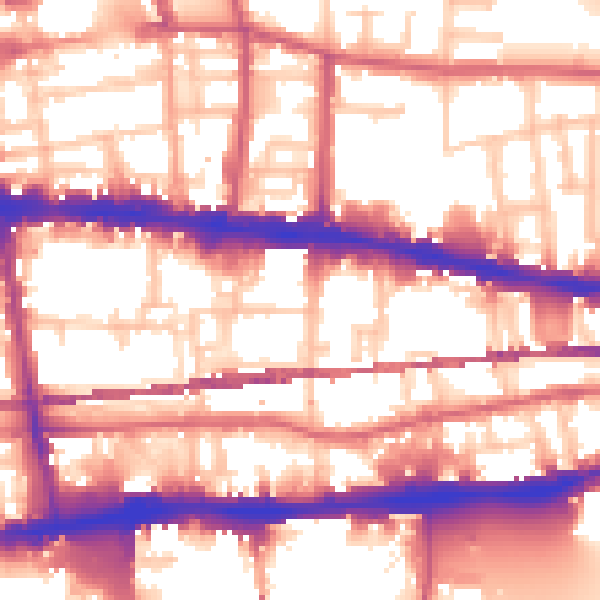 Daytime road noise heatmap for E1 0BF