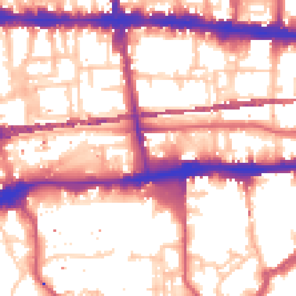 Daytime road noise heatmap for E1 0BH