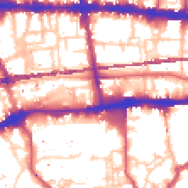 Daytime road noise heatmap for E1 0BJ