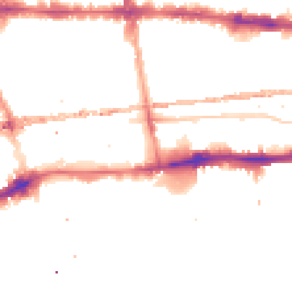 Night-time road noise heatmap for E1 0BJ