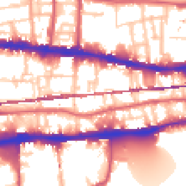 Daytime road noise heatmap for E1 0BN
