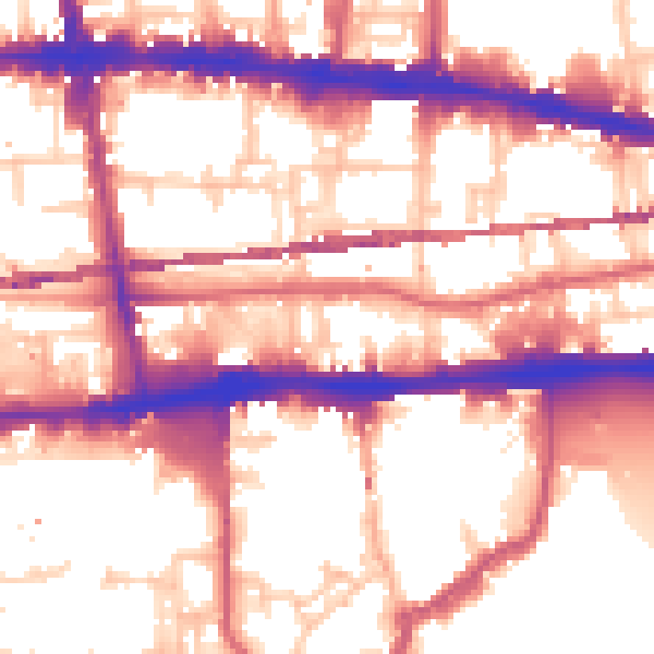 Daytime road noise heatmap for E1 0BT