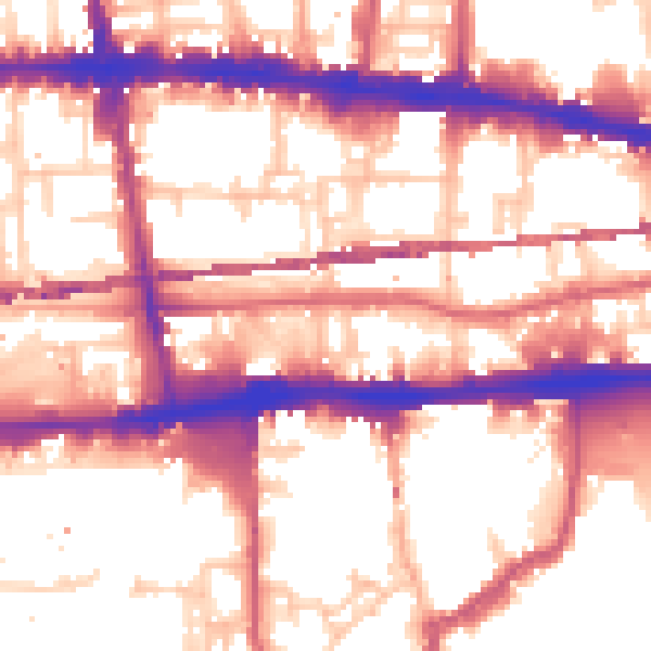 Daytime road noise heatmap for E1 0BW