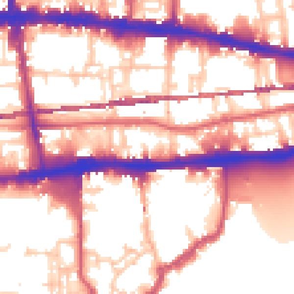 Daytime road noise heatmap for E1 0BY