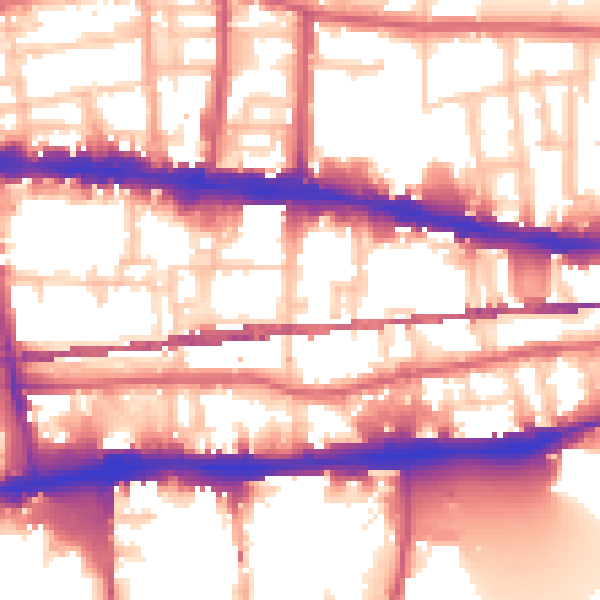 Daytime road noise heatmap for E1 0DB