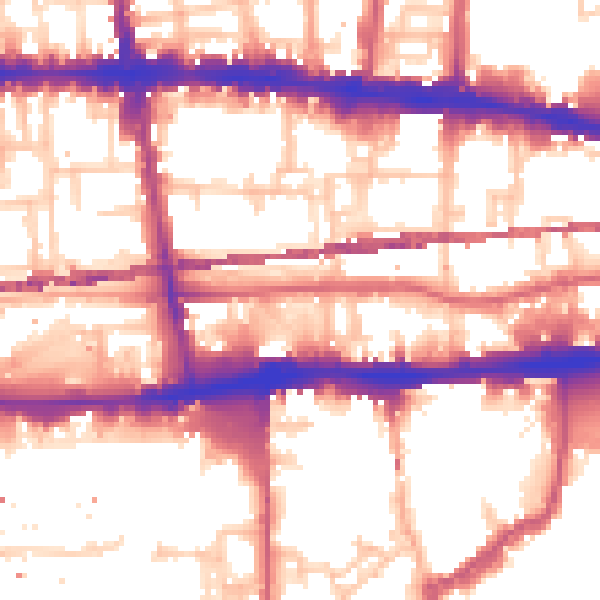 Daytime road noise heatmap for E1 0DE