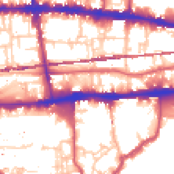 Daytime road noise heatmap for E1 0DF