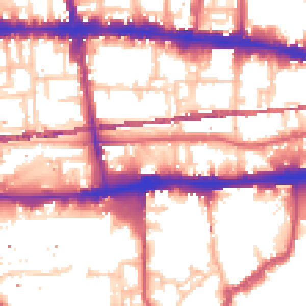 Daytime road noise heatmap for E1 0DH