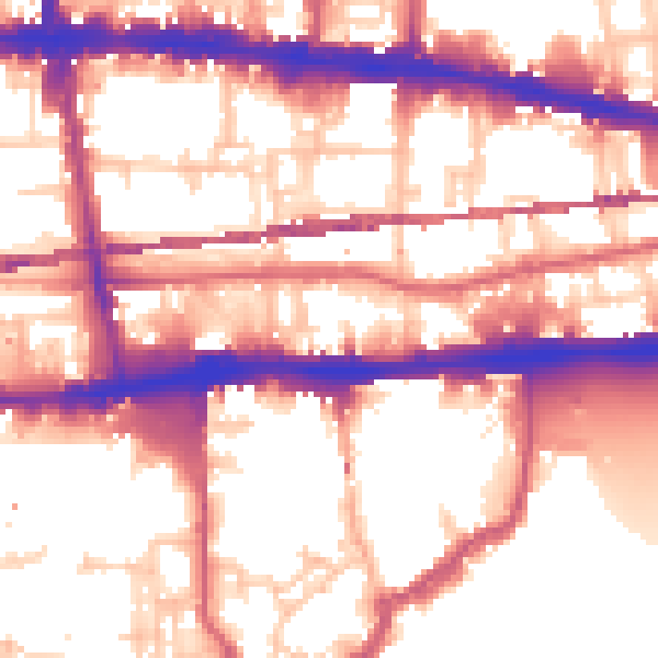 Daytime road noise heatmap for E1 0DN