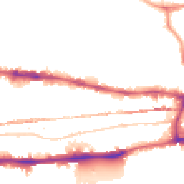 Night-time road noise heatmap for E1 0DP