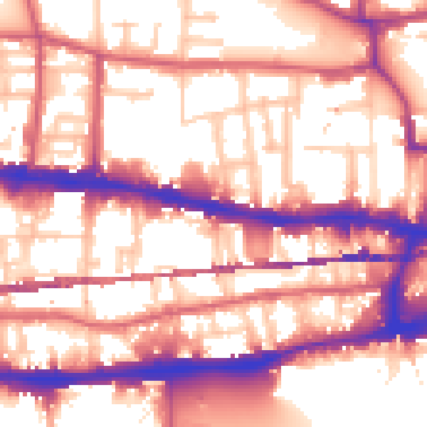 Daytime road noise heatmap for E1 0DQ