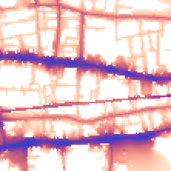 Daytime road noise heatmap for E1 0DS