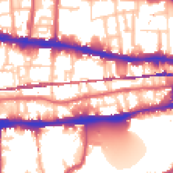 Daytime road noise heatmap for E1 0DZ