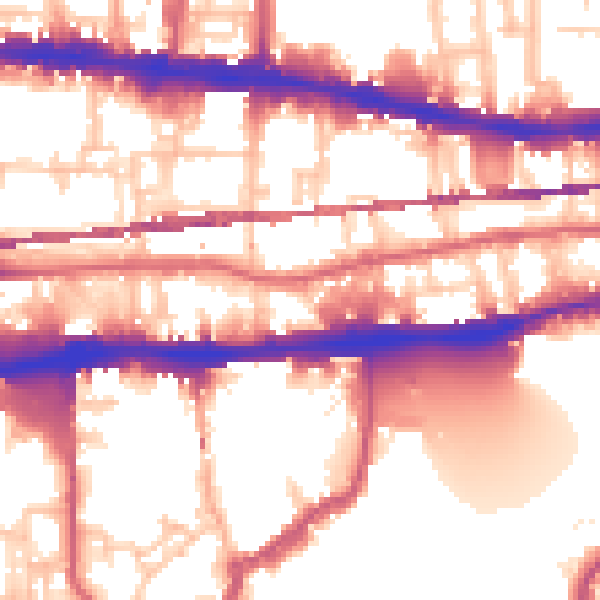 Daytime road noise heatmap for E1 0EE