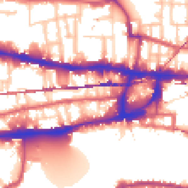 Daytime road noise heatmap for E1 0JH