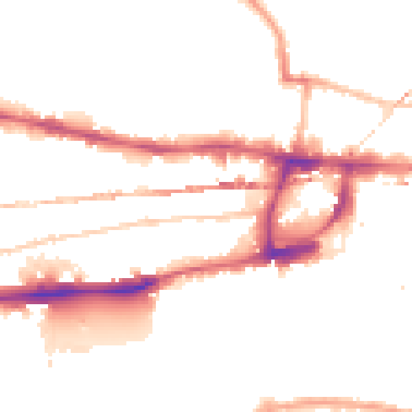 Night-time road noise heatmap for E1 0JH