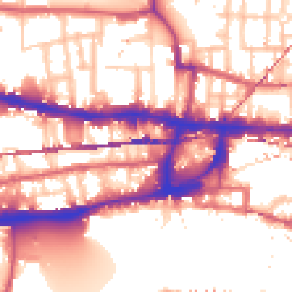 Daytime road noise heatmap for E1 0JQ