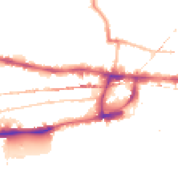 Night-time road noise heatmap for E1 0JQ