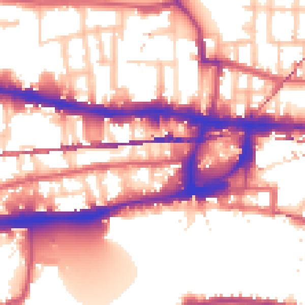 Daytime road noise heatmap for E1 0JR