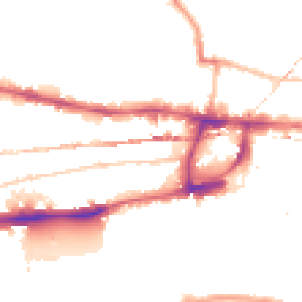 Night-time road noise heatmap for E1 0JR