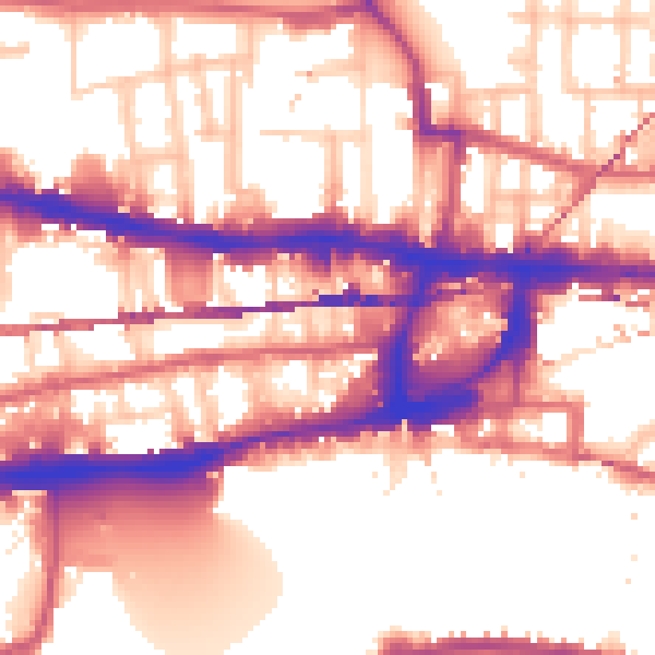 Daytime road noise heatmap for E1 0JS