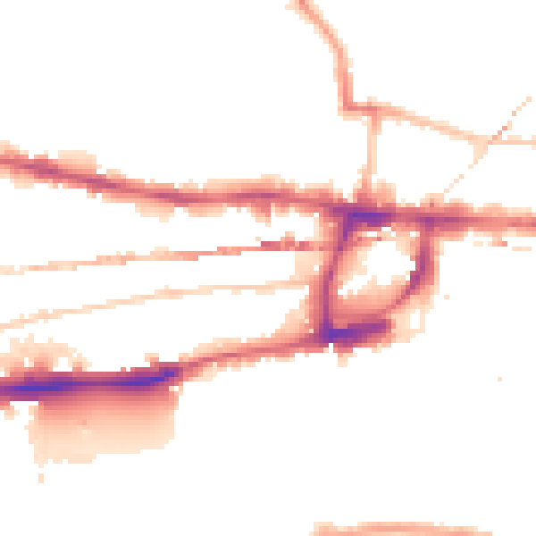 Night-time road noise heatmap for E1 0JS