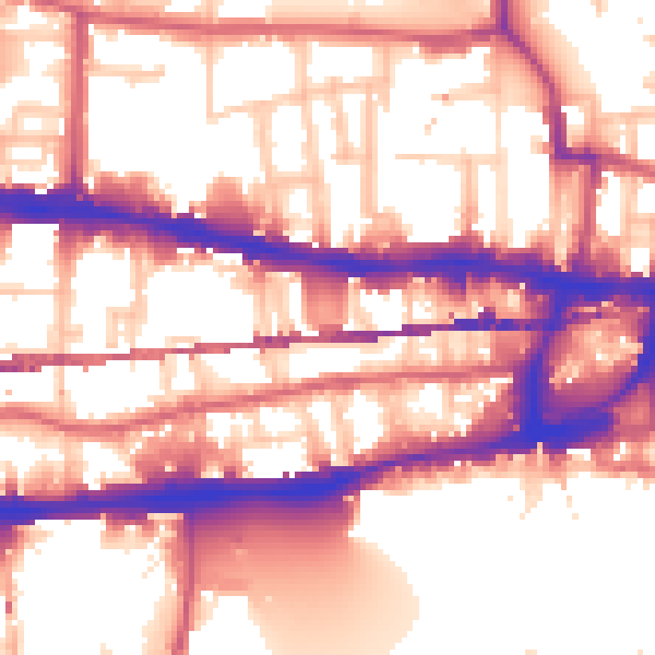 Daytime road noise heatmap for E1 0LH