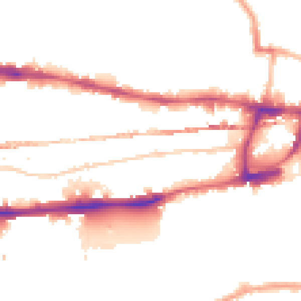 Night-time road noise heatmap for E1 0LN