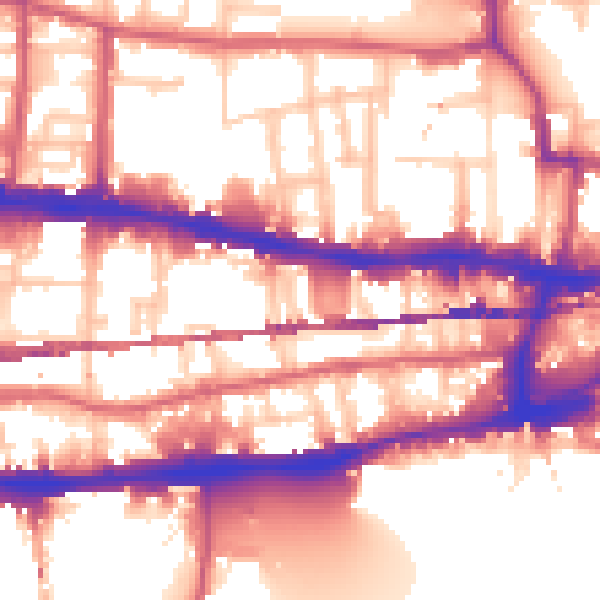 Daytime road noise heatmap for E1 0LP