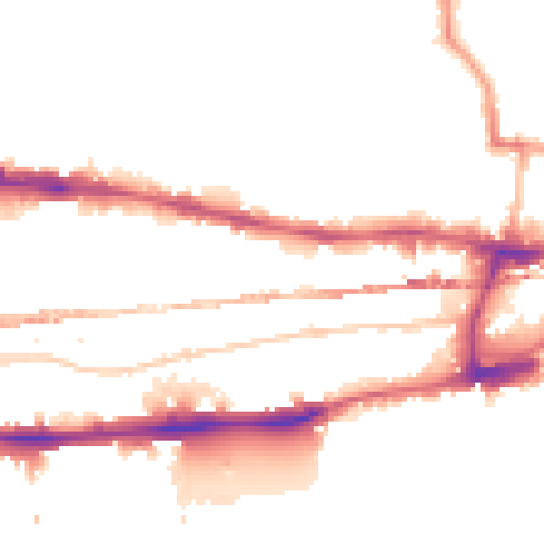 Night-time road noise heatmap for E1 0LP
